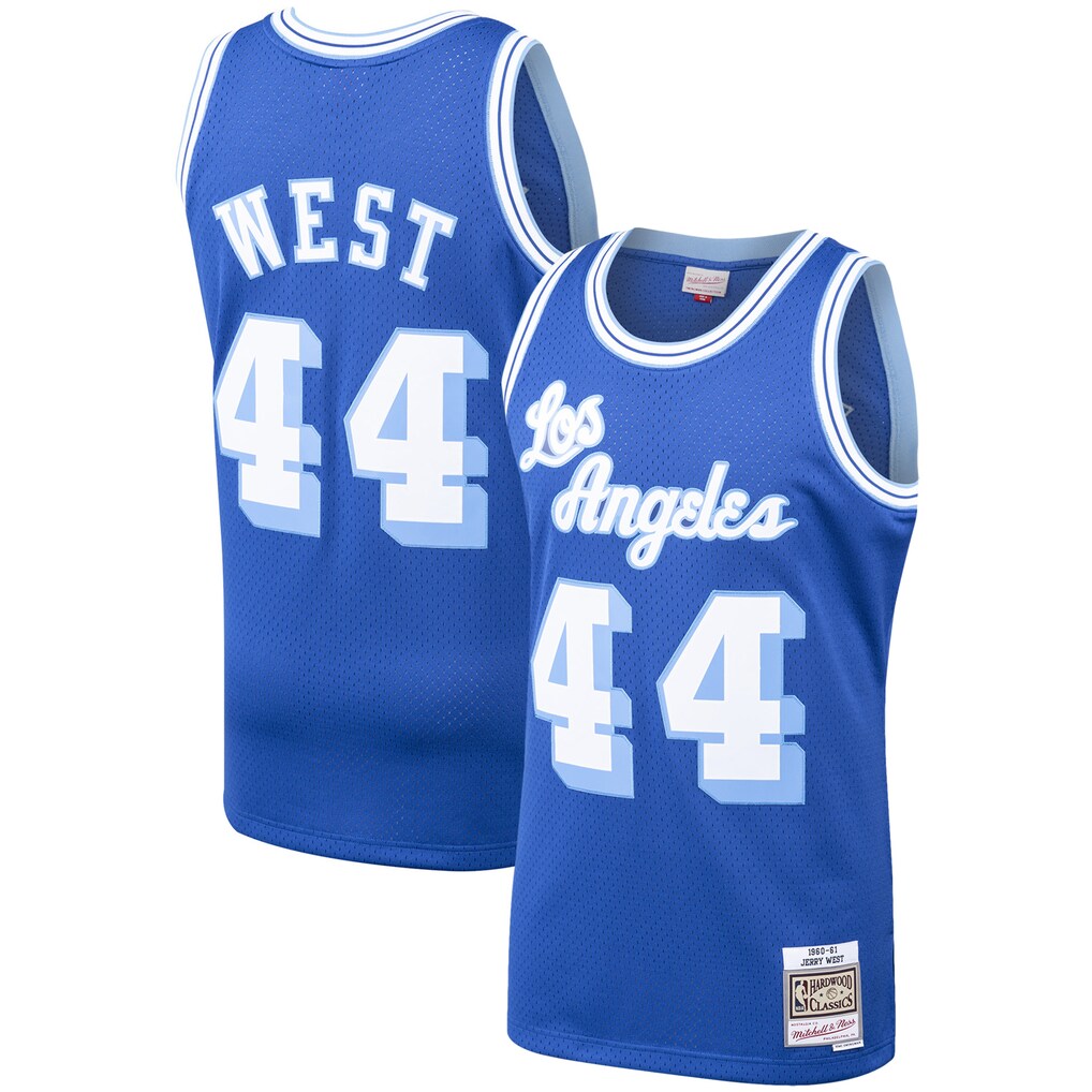 Men's Los Angeles Lakers Jerry West Mitchell & Ness Royal Hardwood Classics Swingman Jersey - Ujersey Shop