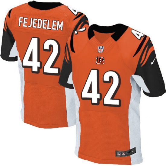 Men's Nike Cincinnati Bengals #42 Clayton Fejedelem Elite Orange Alternate NFL Jersey - Ujersey