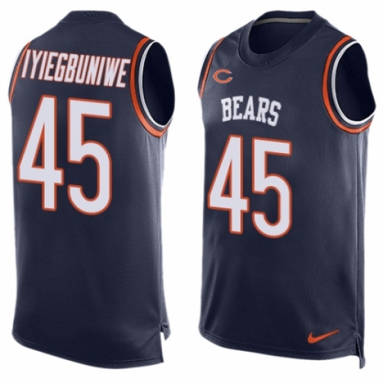 Men's Nike Chicago Bears #45 Joel Iyiegbuniwe Limited Navy Blue Player Name & Number Tank Top NFL Jersey - Ujersey