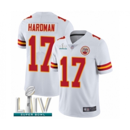 Men's Kansas City Chiefs #17 Mecole Hardman White Vapor Untouchable Limited Player Super Bowl LIV Bound Football Jersey - Ujersey