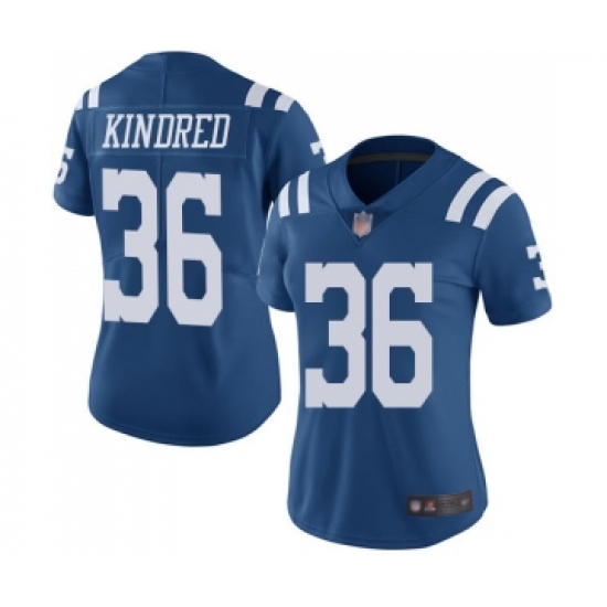 Women's Indianapolis Colts #36 Derrick Kindred Limited Royal Blue Rush Vapor Untouchable Football Jersey - Ujersey