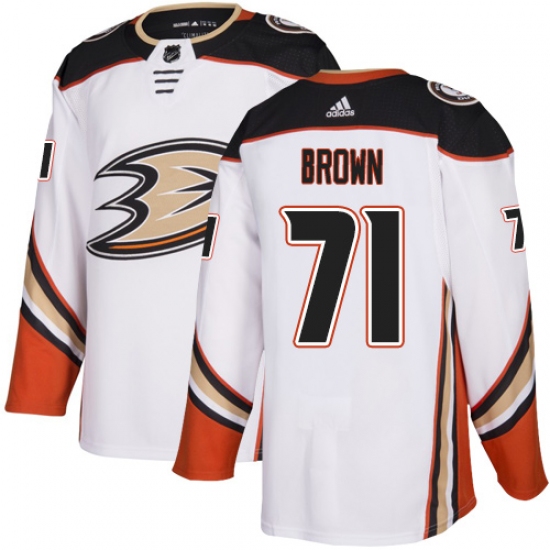 Men's Adidas Anaheim Ducks #71 J.T. Brown Authentic White Away NHL Jersey - Ujersey