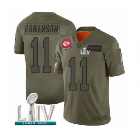 Men's Kansas City Chiefs #11 Demarcus Robinson Limited Olive 2019 Salute to Service Super Bowl LIV Bound Football Jersey - Ujersey