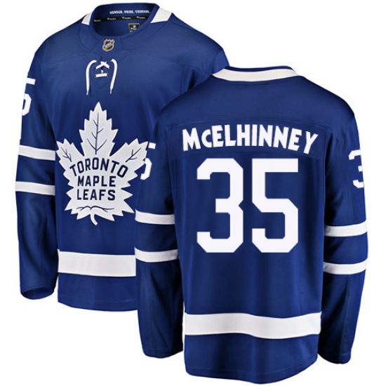 Men's Toronto Maple Leafs #35 Curtis McElhinney Fanatics Branded Royal Blue Home Breakaway NHL Jersey - Ujersey