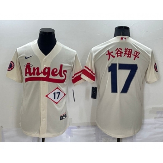 Mens Los Angeles Angels #17 大谷翔平 2022 Cream City Connect Cool Base Stitched Jersey - Ujersey
