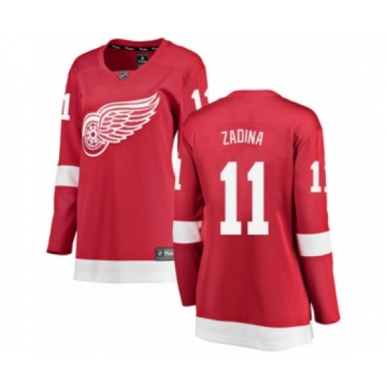 Women's Detroit Red Wings #11 Filip Zadina Authentic Red Home Fanatics Branded Breakaway NHL Jersey