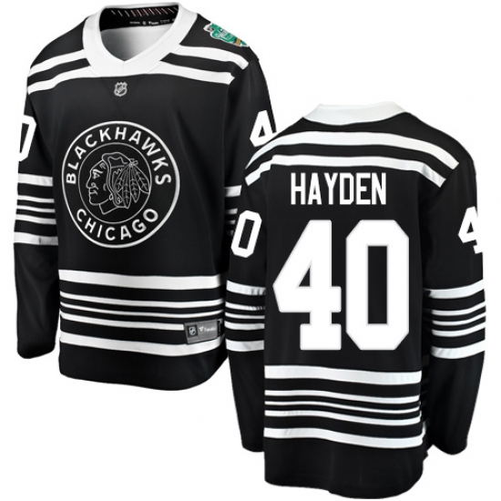 Youth Chicago Blackhawks #40 John Hayden Black 2019 Winter Classic Fanatics Branded Breakaway NHL Jersey - Ujersey