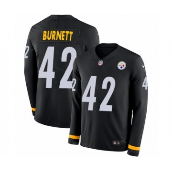 Youth Nike Pittsburgh Steelers #42 Morgan Burnett Limited Black Therma Long Sleeve NFL Jersey - Ujersey