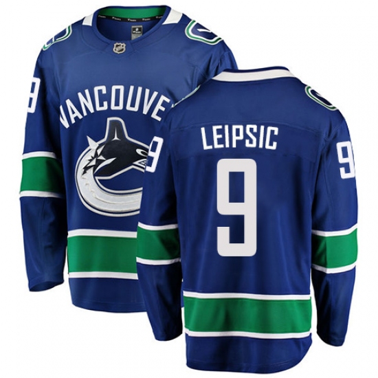 Men's Vancouver Canucks #9 Brendan Leipsic Fanatics Branded Blue Home Breakaway NHL Jersey