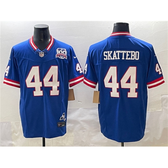 Men's New York Giants #44 Cam Skattebo Royal 2025 Draft F.U.S.E. 100th Season & State Vapor Limited Football Stitched Jersey