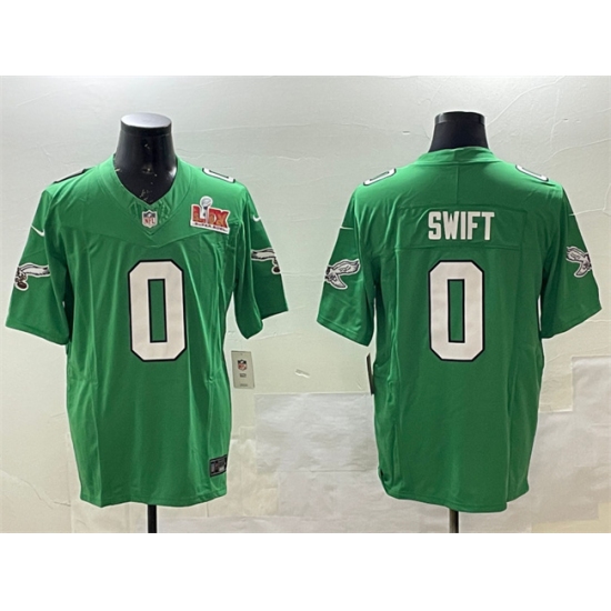 Men's Philadelphia Eagles #0 D'Andre Swift Green 2025 Super Bowl LIX F.U.S.E. Throwback Vapor Untouchable Limited Stitched Football Jersey - Ujersey