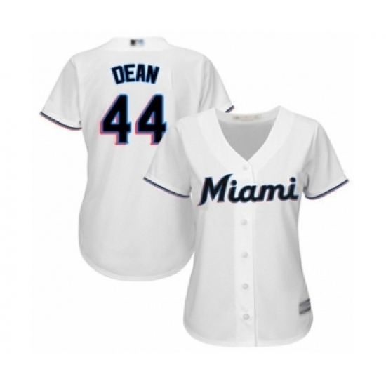 Women's Miami Marlins #44 Austin Dean Authentic White Home Cool Base Baseball Player Jersey - Ujersey