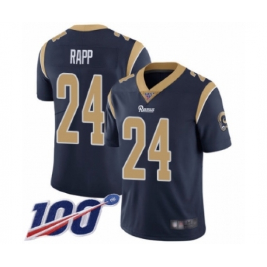 Men's Los Angeles Rams #24 Taylor Rapp Navy Blue Team Color Vapor Untouchable Limited Player 100th Season Football Jersey - Ujersey