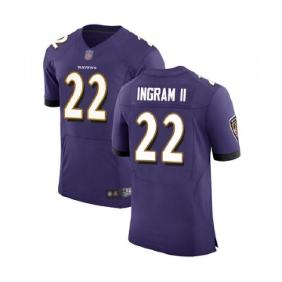 Men's Baltimore Ravens #22 Mark Ingram II Purple Team Color Vapor Untouchable Elite Player Football Jersey - Ujersey