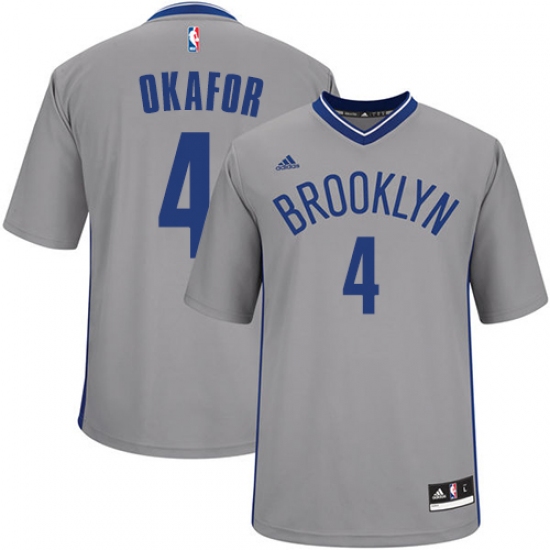 Men's Adidas Brooklyn Nets #4 Jahlil Okafor Authentic Gray Alternate NBA Jersey - Ujersey