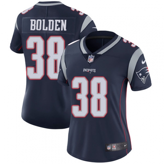 Women's Nike New England Patriots #38 Brandon Bolden Navy Blue Team Color Vapor Untouchable Limited Player NFL Jersey - Ujersey