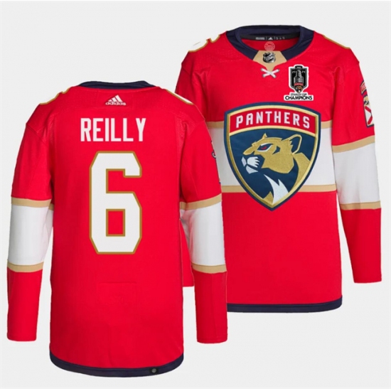 Men's Florida Panthers #6 Mike Reilly Red Home 2024 Stanley Cup Champions Stitched Jersey - Ujersey