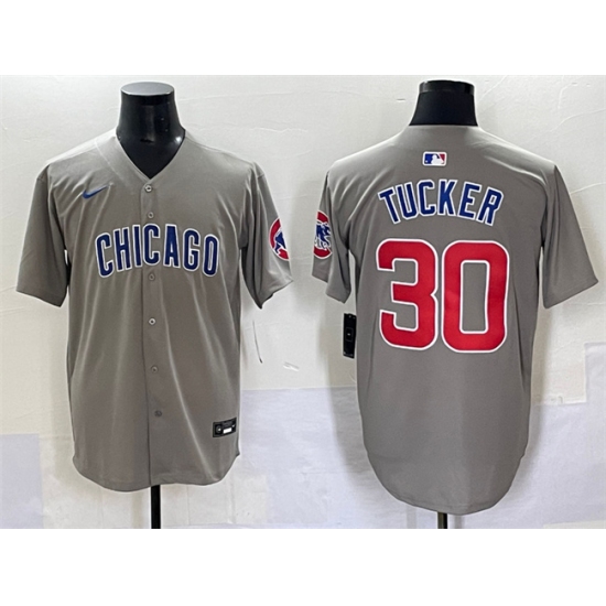 Men's Chicago Cubs #30 Kyle Tucker Gray Limited Stitched Baseball Jersey - Ujersey