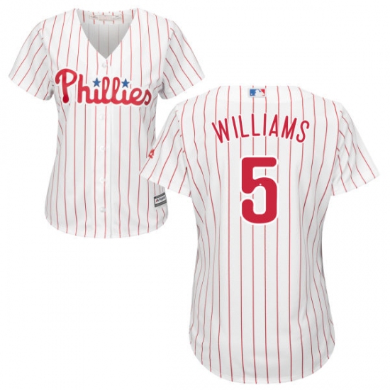Women's Majestic Philadelphia Phillies #5 Nick Williams Replica White/Red Strip Home Cool Base MLB Jersey