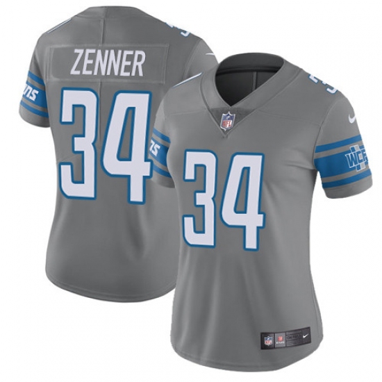 Women's Nike Detroit Lions #34 Zach Zenner Limited Steel Rush Vapor Untouchable NFL Jersey - Ujersey