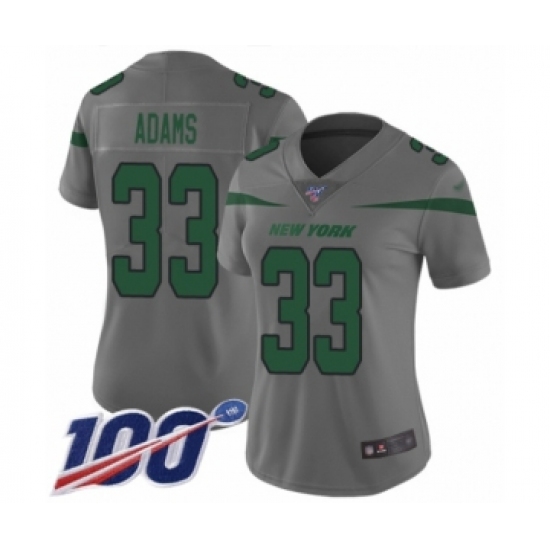 Women's New York Jets #33 Jamal Adams Limited Gray Inverted Legend 100th Season Football Jersey - Ujersey