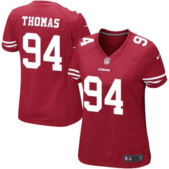 Women's Nike San Francisco 49ers #94 Solomon Thomas Game Red Team Color NFL Jersey - Ujersey