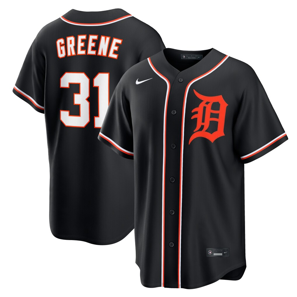 Men's Detroit Tigers Riley Greene Nike Fashion Replica Black Out Jersey - U-jersey
