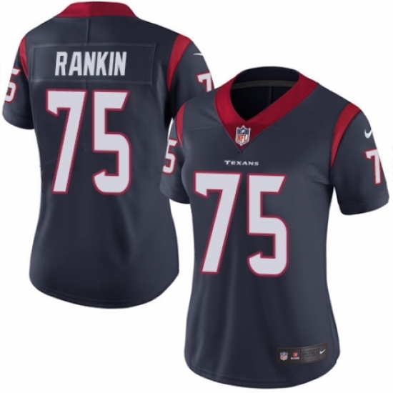 Women's Nike Houston Texans #75 Martinas Rankin Navy Blue Team Color Vapor Untouchable Elite Player NFL Jersey - Ujersey