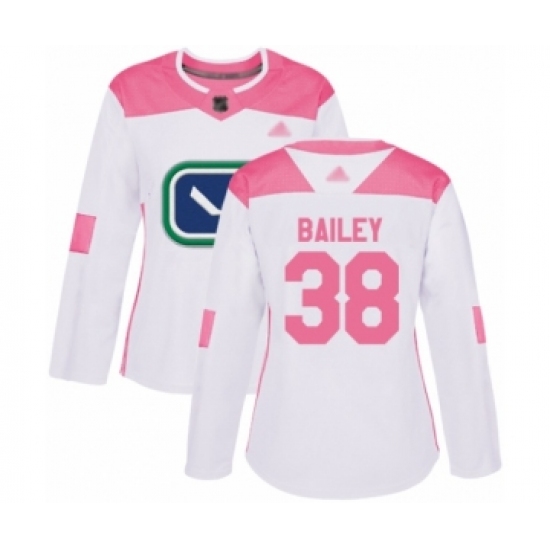 Women's Vancouver Canucks #38 Justin Bailey Authentic White Pink Fashion Hockey Jersey - Ujersey