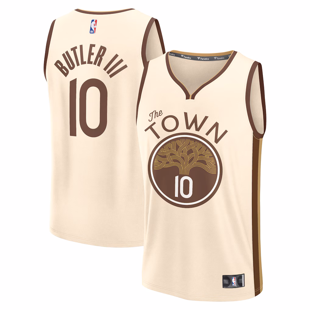 Youth Golden State Warriors Jimmy Butler III Fanatics Tan 2025/26 City Edition Fast Break Jersey - ujerseystore