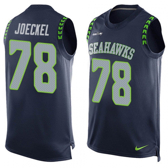 Men's Nike Seattle Seahawks #78 Luke Joeckel Limited Steel Blue Player Name & Number Tank Top NFL Jersey - Ujersey