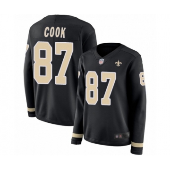 Women's New Orleans Saints #87 Jared Cook Limited Black Therma Long Sleeve Football Jersey - Ujersey