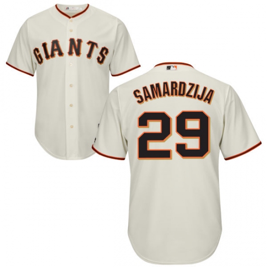 Men's Majestic San Francisco Giants #29 Jeff Samardzija Replica Cream Home Cool Base MLB Jersey
