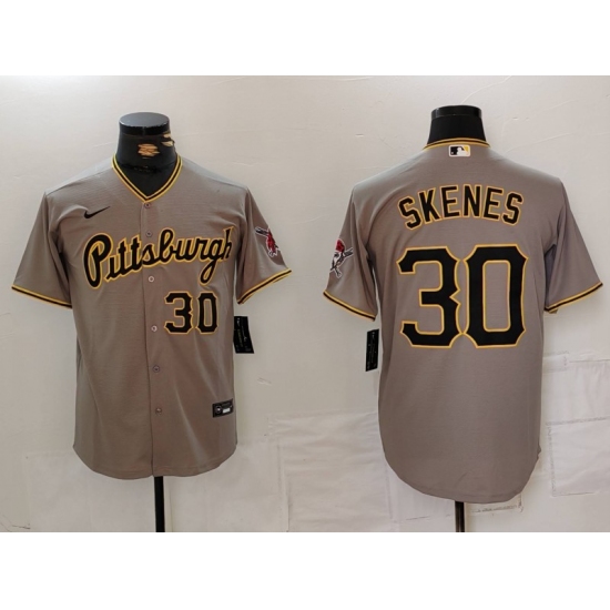 Men's Pittsburgh Pirates #30 Paul Skenes Number Grey Stitched Jersey - Ujersey