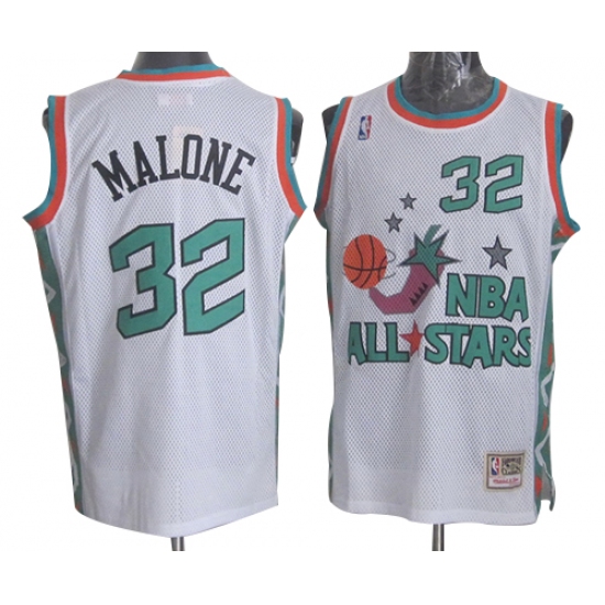 Men's Mitchell and Ness Utah Jazz #32 Karl Malone Authentic White 1996 All Star Throwback NBA Jersey - Ujersey