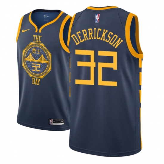 Men NBA 2018-19 Golden State Warriors #32 Marcus Derrickson City Edition Navy Jersey