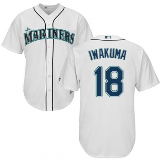 Youth Majestic Seattle Mariners #18 Hisashi Iwakuma Authentic White Home Cool Base MLB Jersey - Ujersey