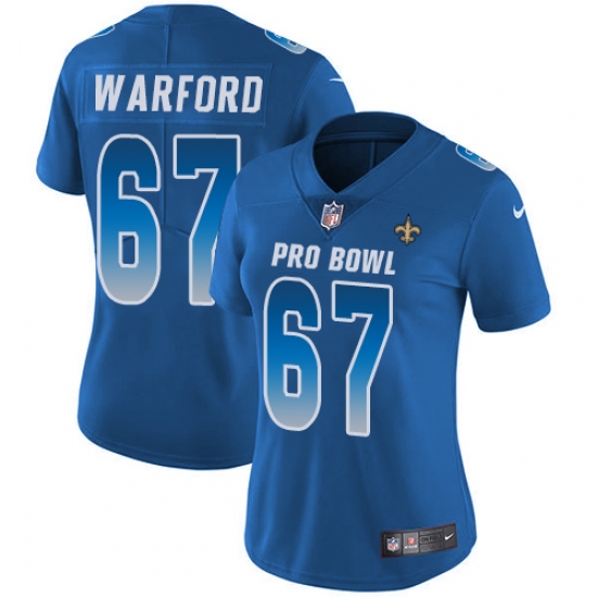 Women's Nike New Orleans Saints #67 Larry Warford Limited Royal Blue 2018 Pro Bowl NFL Jersey - Ujersey