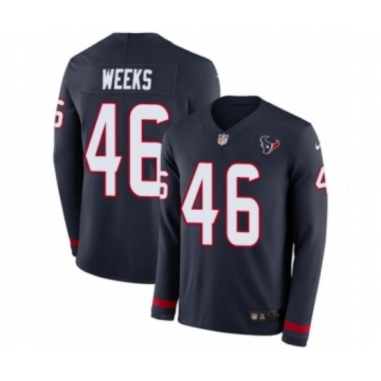 Men's Nike Houston Texans #46 Jon Weeks Limited Navy Blue Therma Long Sleeve NFL Jersey - Ujersey