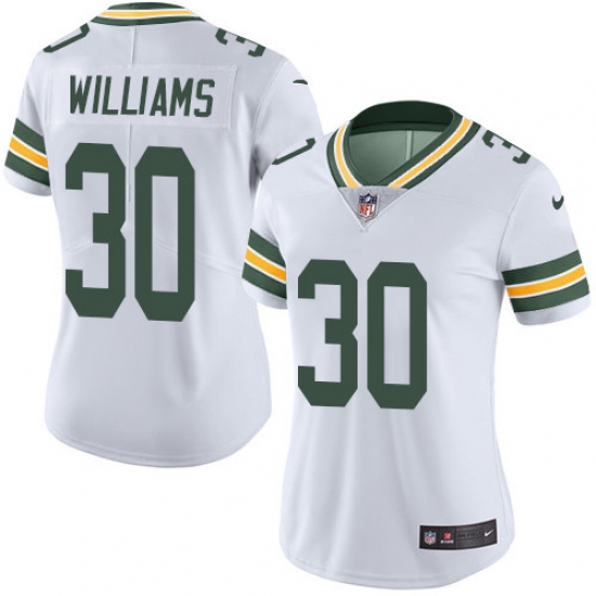 Women's Nike Green Bay Packers #30 Jamaal Williams Elite White NFL Jersey - Ujersey