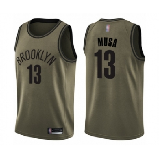 Men's Brooklyn Nets #13 Dzanan Musa Swingman Green Salute to Service Basketball Jersey - Ujersey