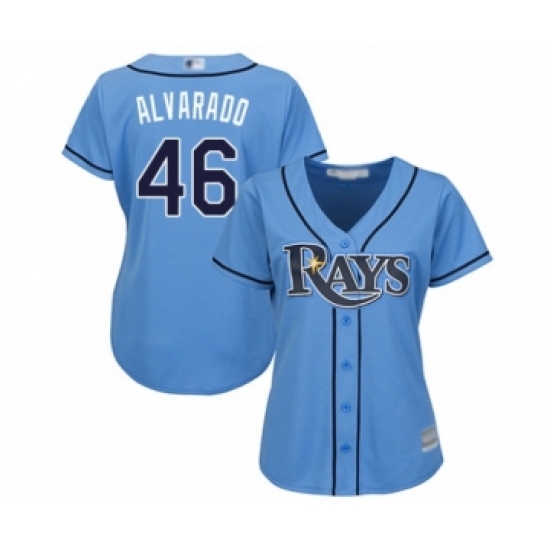 Women's Tampa Bay Rays #46 Jose Alvarado Authentic Light Blue Alternate 2 Cool Base Baseball Player Jersey - Ujersey