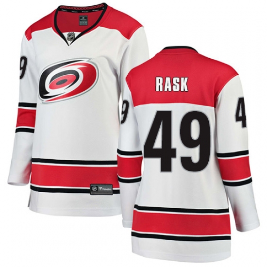 Women's Carolina Hurricanes #49 Victor Rask Authentic White Away Fanatics Branded Breakaway NHL Jersey - Ujersey