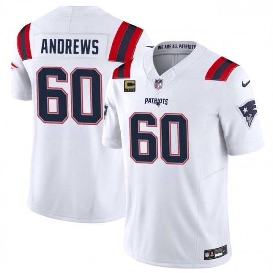 Men's New England Patriots #60 David Andrews White 2023 F.U.S.E. With 4-Star C Vapor Limited Stitched Football Jersey - Ujersey
