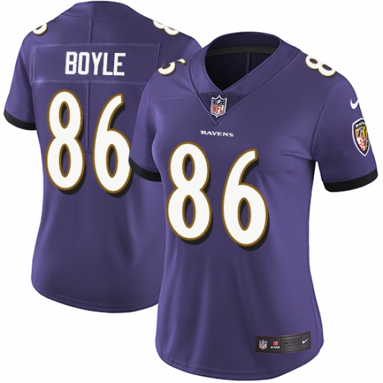 Women's Nike Baltimore Ravens #86 Nick Boyle Purple Team Color Vapor Untouchable Limited Player NFL Jersey - Ujersey