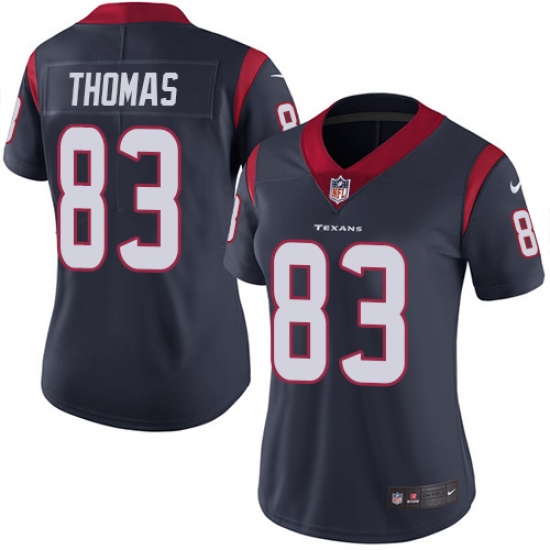 Women's Nike Houston Texans #83 Jordan Thomas Navy Blue Team Color Vapor Untouchable Limited Player NFL Jersey - Ujersey