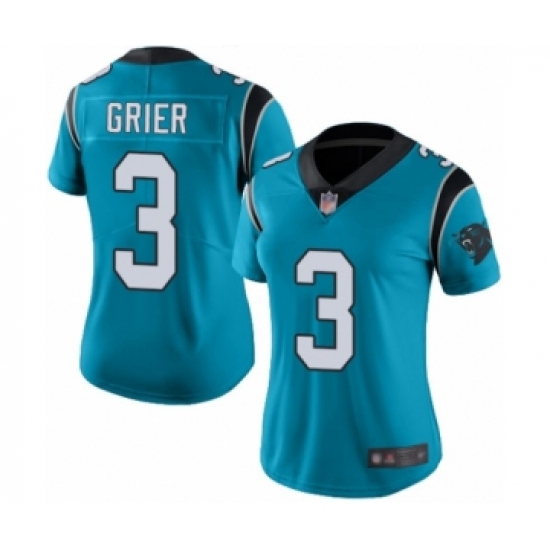 Women's Carolina Panthers #3 Will Grier Limited Blue Rush Vapor Untouchable Football Jersey - Ujersey