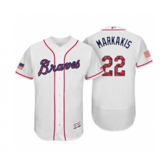 Men's Atlanta Braves #22 Nick Markakis White 2017 Independence Day Flex Base Jersey - Ujersey