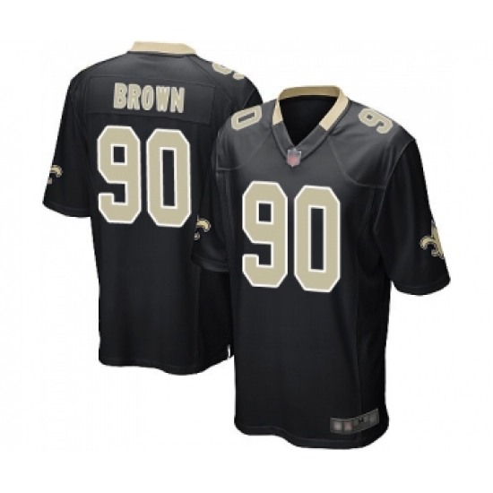 Men's New Orleans Saints #90 Malcom Brown Game Black Team Color Football Jersey - Ujersey