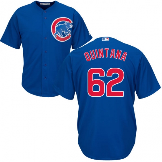 Youth Majestic Chicago Cubs #62 Jose Quintana Authentic Royal Blue Alternate Cool Base MLB Jersey - Ujersey